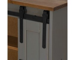 Hangkast “Halden Nordic” 49x22,5x70 cm – Grijze Wandkast van Massief Grenen met Metalen Schuifdeur – Industriële Keukenkast of Opbergkast voor Woonkamer & Hal – Novihome