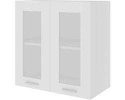 Hangkast Keuken - Muurkast Keukenkast - Keuken Organiseren - Met Glazen Deuren - 60 x 31 x 60 cm - Wit