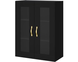 Hangkast Keuken - Opbergkast Wand - Keuken Organiseren - Met Glazen Deur - 695 x 90 cm - Zwart