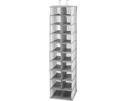 hangkast met 20 vakken – grote hangende kast voor kleding, schoenen en accessoires – praktische opvouwbare kledingkast voor ruimtebesparende opslag – lichtgrijs