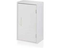 Hangkast met verstelbare legplank en magneetsluiting - 50 x 30 x 185 cm - smalle badkamerkast wit badkamerkasten hoog