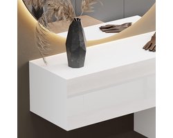 Hangkast Noaahome “PLANET HANG” – Moderne Garderobekast Hal 100 cm – Wit – Composiethout met Melamine Coating – Gasdrukdemper – Opbergruimte voor Handdoeken & Accessoires – Hal Meubel