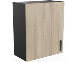 Hangkast Romanie 60 cm 1 draaideur en 1 legplank-Kronberg eik/matzwart - CBA - Keuken bovenkast - Zwart - Melamine; Spaanplaat