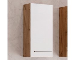 Hangkast Sefa 30cm 1 deur - eik/wit - Held - Smalle kasten - Wit; Bruin - Spaanplaat - Smalle kasten - Op voorraad