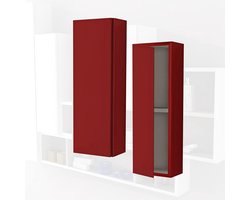 Hangkast Zuil - Wandkastje Meubel - Opbergen Woonkamer - Krasbestendig MDF - 60x12x20 cm - Rood