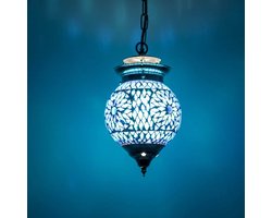Hanglamp | 15 cm | oosterse hanglampen 15cm | E14 | blauw glas | oosterse verlichting