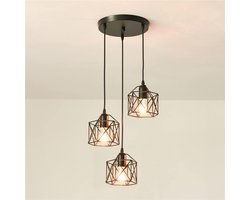 hanglamp - 15cm - Medium - E27 - 3 lampen - metalen kap - Lijnlengte 1.2m - voor eetkamer woonkamer keuken hal - Lamp Niet Inbegrepen
