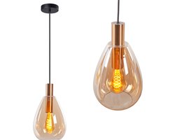 Hanglamp | 18,5 cm | Dorato | E27 | amber goud zwart | glas metaal | hotel chique modern
