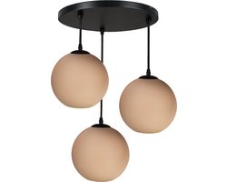 Hanglamp-3 bruine kappen-Verstelbaar tot 150 cm-Zwarte Armatuur