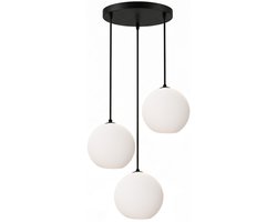 Hanglamp-3 kappen-Verstelbaar tot 150 cm-Zwarte Armatuur