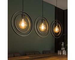 Hanglamp 3 Lampen - Turn Around - Charcoal - Industrieel - Metaal - Woonkamer - Keuken - In Hoogte Verstelbaar tot 150 cm - E27 Fitting - Exclusief Lichtbron - Voedingstype Netstroom
