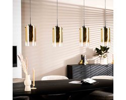 Hanglamp 4-Lichts Goud - Glas - 120x15x165cm - Hanglamp Honiton - Giga Meubel