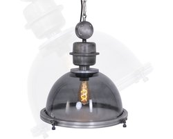 Hanglamp | 45 cm | bikkel industriële hanglampen | E27 | grijs staal | glas kunststof metaal | industriële landelijke moderne robuuste verlichting