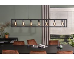 Hanglamp 7-Lichtbronnen - Rechthoekig Frame - Zwart - Lamp Mikey - Giga Meubel