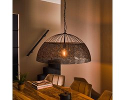Hanglamp | 80 cm | Armor | E27 | zwart bruin | metaal | landelijke sfeerverlichting