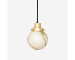 Hanglamp aan snoer Marmer Bol 20's Messing - Art Deco Trade