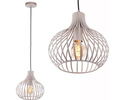 Hanglamp Aglio | Draadlamp | Zandkleur / crèmekleur | Diameter 28 cm | In hoogte verstelbaar tot 150 cm | Moderne / landelijke lamp | Woonkamer / slaapkamer / eetkamer / hal | E27 fitting | Geschikt voor led