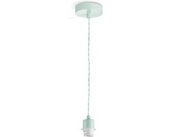 Hanglamp Armatuur - Verlichtingspendel - Stijlvol Interieur - Gedraaid Textielsnoer - Max 55cm Kap - Groen
