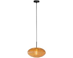 Hanglamp Aurelio 4295ZW - In hoogte verstelbare pendel met ufo amber glas, zwart metaal, trendy design - Mexlite