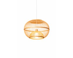 Hanglamp bamboe – Japandi – Ø40x40 cm – lantern design – naturel – E27 – inclusief pendel
