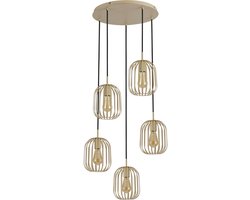Hanglamp - Beige - 5 Lichts - Woonkamer - Eetkamer - Nova