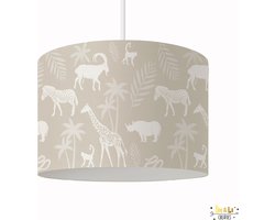 Hanglamp beige jungle dieren - lampen - 30x30x24 cm - kinder & babykamer - kunststof - wit - excl. lichtbron