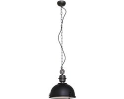 Hanglamp Bikkel 7978ZW - zwarte industriële blikvanger Ø32 cm, staal en metaal, hoogte instelbaar van 40 tot 130 cm, Steinhauer
