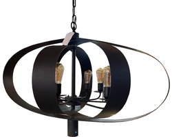 Hanglamp Blades - Stoer - Robuust - design - zwart metaal - 8x e27 + Gu10 spot
