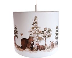 Hanglamp Bosdieren aquarel-verlichting-kinderkamer decoratie-bosdieren-incl pendel-beer-hert-kinderkameraccessoires