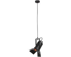 Hanglamp Carré 3379ZW – zwarte industriële lamp, staal, hoogte verstelbaar van 30-150 cm, Mexlite