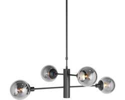 Hanglamp Constellation 3804ZW Zwart met onderlicht - Medium, Draaibaar en Uitschuifbaar, Kunststof/Metaal, Steinhauer