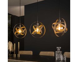 Hanglamp cosmos mesh 3 lichts | 115x33x150 cm | Artic zwart | eettafel verlichting | woonkamer / eetkamer | modern / industrieel design