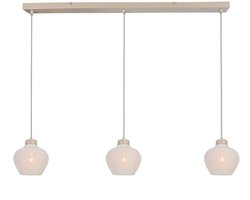 Hanglamp - crème - Travino - linnen metaal steen - grote eettafellamp - E27 - 4599CR - Anne Lighting