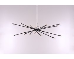 Hanglamp Designlamp Barco Mikado - mat zwart stangen - 20xG9 - videlamp eettafel - verstelbaar