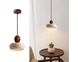 Hanglamp - Dimbaar LED 3-Kleuren - E27 - Ø 15 cm - Bollamp - SMD LED lichtbron - Geschikt voor Eettafel,Woonkamer,Slaapkamer,Keuken,Gang,Bar - Walnootkleur