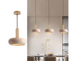 Hanglamp - Dimbaar LED 3-Kleuren - E27 - Ø 20 cm - SMD LED lichtbron - Geschikt voor Eettafel,Woonkamer,Slaapkamer,Keuken,Gang,Bar - Walnootkleur