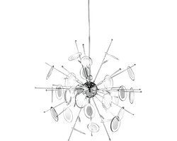 Hanglamp eetkamer eettafel chroom hanglamp glas gedeeltelijk gesatineerd, 21x G4 fitting, DxH 70x150 cm, Wofi 5134.21.01.0000