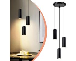 Hanglamp eettafel zwart 3 vlammen - GU10 woonkamer hanglamp - moderne eetkamerlamp - industrieel metaal - keuken slaapkamer