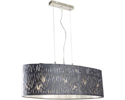 Hanglamp fluwelen hanglamp eetkamerlamp textiele hanglamp grijs, lichtspel, zilver metallic, 3x E27, LxBxH 65x25x140 cm