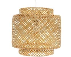 Hanglamp Gevlochten Bamboe - Handgeweven - Verlichting - Rotan - Bohemian style - Voor woonkamer, eetkamer & slaapkamer - Ø40 cm