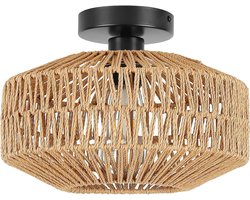 Hanglamp - Geweven Rotan Boho Stijl - Retro Plafondlamp E27 - Handbewerkte Decoratieve Lampenkap - Woonkamer, Slaapkamer, Eetkamer, Hal, Keuken, Badkamer