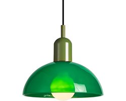 Hanglamp Glas Dome Groen - Industriële Plafondlamp met Verstelbaar Snoer voor Boven Eettafel of Keuken