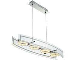 Hanglamp glas hanglamp plafondlamp LED woonkamerlamp met hoogteverstelling, vierkant, 4x LED 5W 400Lm, LxBxH 80x23x150 cm