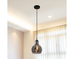 Hanglamp Glas industrieel Hanglampen Eetkamer - Plafondlamp Glas Rookglas Smoke 18cm