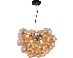 Hanglamp Grape – Moderne amber glas lamp – Grape Woonkamer, Eetkamer - Plafonniere E27 LED - Amber Glas - 3-lichts