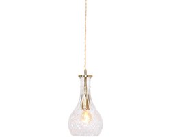 Hanglamp Grazio Glass 3493ME Messing E14 Fitting - Hoogteverstelbaar - Trendy - Mexlite - Ideaal voor binnengebruik - Diameter 14 cm - Luxe uitstraling