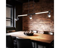 Hanglamp Hanglamp Eetkamerlamp Spotlight Plafondlamp, metaal chroom zwart kunststof opaal, 3x GU10, draaibare spots, 1x LED 12W 690lm 3000K warm wit, H 120 cm