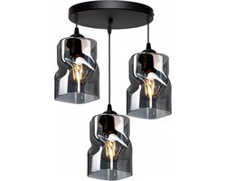 Hanglamp Industrieel Smoke / Zwart - 3-lichts - Glas - Hanglampen Eetkamer, Slaapkamer, Woonkamer 'TwistLux'