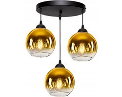 Hanglamp Industrieel voor Eetkamer, Slaapkamer, Woonkamer - Glass Serie - Bollamp 3-lichts excl. lichtbron - Goud- 3 Bol