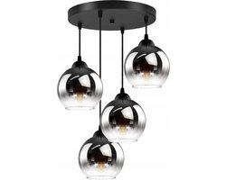 Hanglamp Industrieel voor Woonkamer, Eetkamer - 4-lichts bollen - Smoke Grafiet Glas